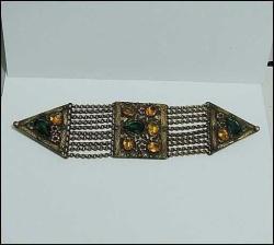 Antika Altın Kaplama Metal Kristal Taşlı Kemer Tokası Amerika 0047