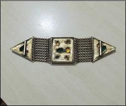 Antika Altın Kaplama Metal Kristal Taşlı Kemer Tokası Amerika 0047