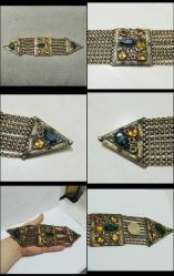 Antika Altın Kaplama Metal Kristal Taşlı Kemer Tokası Amerika 0047