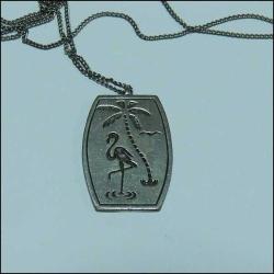 Retro Gümüş Ton Palmiye ve Flamingo Kolye 0045