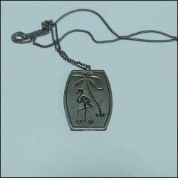 Retro Gümüş Ton Palmiye ve Flamingo Kolye 0045