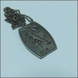 Retro Gümüş Ton Palmiye ve Flamingo Kolye 0045