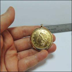 Retro Altın Kaplama İmitasyon 20 Amerikan Doları Kolye Ucu
