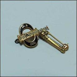 Retro Mineli Altın Dolgu Beta Sigma ve Torch Masonik İkili İğne Rozet