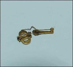 Retro Mineli Altın Dolgu Beta Sigma ve Torch Masonik İkili İğne Rozet