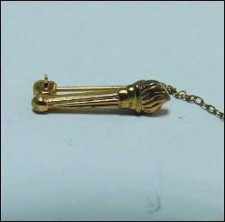 Retro Mineli Altın Dolgu Beta Sigma ve Torch Masonik İkili İğne Rozet