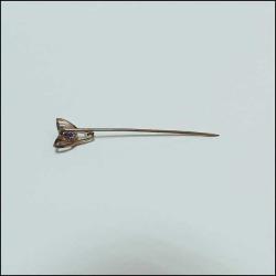 Antika 10K 10 Ayar Altın Ametist ve İnci Yaka İğnesi Stickpin 0042