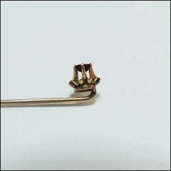 Antika 10K 10 Ayar Altın ve Garnet Yaka İğnesi Stickpin 0042