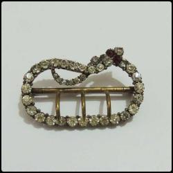 Antika Kemer Tokası Formunda Broş Taşlı Yılan Mükemmel 0031