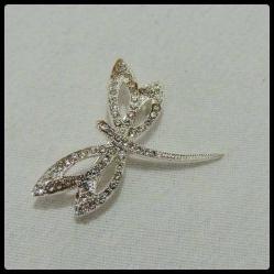 Vintage 925 Gümüş Taşlı Yusufçuk Broş İğne