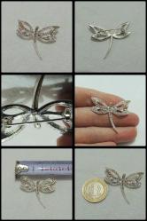 Vintage 925 Gümüş Taşlı Yusufçuk Broş İğne