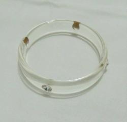 Retro Şeffaf Lucite Rivoli Kristal Taşlı Bilezik