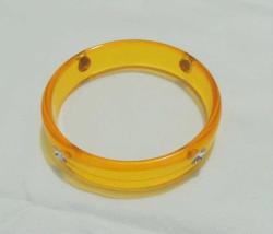 Retro Sarı Lucite Rivoli Kristal Taşlı Bilezik