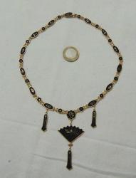 Vintage Japon Shakudo Kolye 24 Ayar Altın Kakma El Yapımı 0064