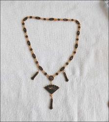 Vintage Japon Shakudo Kolye 24 Ayar Altın Kakma El Yapımı 0064