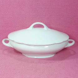 ANTİKA C.T. TIELSCH-ALTWASSER GERMANY 3 KAPAKLI PORSELEN SAHAN ÇORBALIK , HÂLİYLE