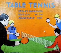 ANTİKA MASA TENİSİ TEMALI RENKLİ LİTO BASKI KARTON RESİM