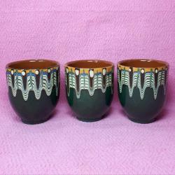 RETRO ÇANAKKALE AKITMA EL BOYAMA 3 ADET KULPSUZ SERAMİK BARDAK