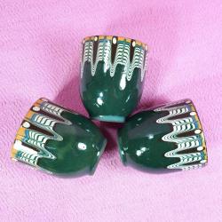 RETRO ÇANAKKALE AKITMA EL BOYAMA 3 ADET KULPSUZ SERAMİK BARDAK