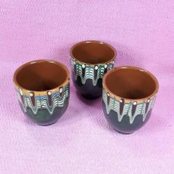 RETRO ÇANAKKALE AKITMA EL BOYAMA 3 ADET KULPSUZ SERAMİK BARDAK