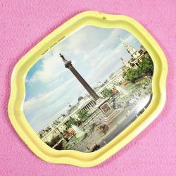 RETRO WORCESTER WARE LONDRA TRAFALGAR MEYDANI AMİRAL NELSON ANITI RESİMLİ KÜÇÜK TENEKE TEPSİ
