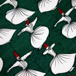 VINTAGE AA SAYHA SPECIAL HAND MADE İMZALI SEMAZENLER TASVİRLİ YEŞİL RENKLİ KÜTAHYA BÜYÜK ÇİNİ TABAK