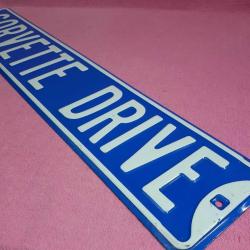 VINTAGE CORVETTE DRIVE MAVİ BEYAZ SAC METAL PLAKA