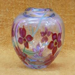 ANTİKA MURANO EL YAPIMI ÇİÇEK RESİMLİ TASARIM VAZO