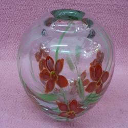 ANTİKA MURANO EL YAPIMI ÇİÇEK RESİMLİ TASARIM VAZO