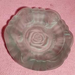 VINTAGE GÜL DESENLİ MAT KRİSTAL CAM BÜYÜK KÜL TABLASI