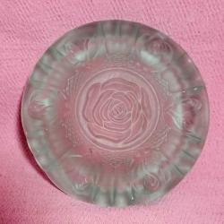 VINTAGE GÜL DESENLİ MAT KRİSTAL CAM BÜYÜK KÜL TABLASI