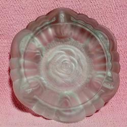 VINTAGE GÜL DESENLİ MAT KRİSTAL CAM BÜYÜK KÜL TABLASI