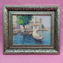 VINTAGE İSTANBUL BOĞAZİÇİ TEMALI ÇERÇEVELİ İMZALI YAĞLIBOYA RESİM