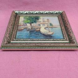 VINTAGE İSTANBUL BOĞAZİÇİ TEMALI ÇERÇEVELİ İMZALI YAĞLIBOYA RESİM