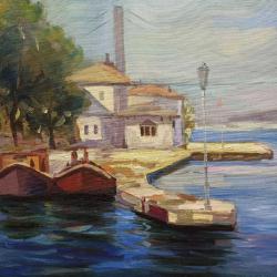 VINTAGE İSTANBUL BOĞAZİÇİ TEMALI AHŞAP ÇERÇEVELİ İMZALI YAĞLIBOYA RESİM