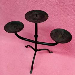 VINTAGE ELİŞİ FERFORJE 3 MUMLU ŞAMDAN