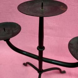 VINTAGE ELİŞİ FERFORJE 3 MUMLU ŞAMDAN