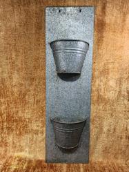 VINTAGE KAPI , BAHÇE DEKORATİF PANO GALVANİZLİ SAC ÇİÇEKLİK KOVA 94 X 27 CM