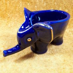 VINTAGE AVRUPA KOBALT RENKLİ PORSELEN FİL BİBLO KÜL TABLASI