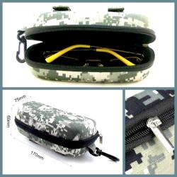 OMENİV'DEN KREM-GRİ KAMUFLAJ CAMO GÖZLÜK KABI KILIFI KUTUSU KEMER KARABİNER SÜPER