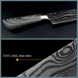 OMENİV'DEN BİR ADET ÇELİK RENK DAMASKUS EFEKTLİ KLASİK ŞEF BIÇAĞI MEYVE SEBZE DOĞRAMA BIÇAK SÜPER