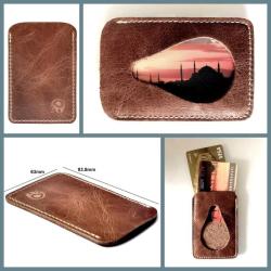 OMENİV'DEN GERÇEK DERİ EL YAPIMI MANYETİK KARTLIK CÜZDAN İSTANBUL AKILLI KART KREDİ KARTLIK VİNTAGE TASARIM