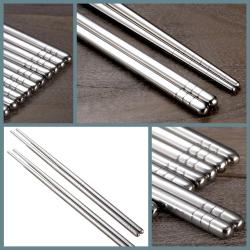 OMENİV'DEN İKİ ÇİFT (4 ADET) 304 HAFİF ÇELİK CHOPSTİCK SET YEMEK NOODLE MAŞA OUTDOOR SUSHİ KAMP