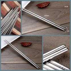 OMENİV'DEN İKİ ÇİFT (4 ADET) 304 HAFİF ÇELİK CHOPSTİCK SET YEMEK NOODLE MAŞA OUTDOOR SUSHİ KAMP