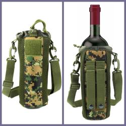 OMENİV'DEN ASKILI ŞİŞE KILIFI MATARA TERMOS KAMUFLAJ ŞARAP BİRA VİSKİ OUTDOOR SIRT ÇANTASI KAMP AV