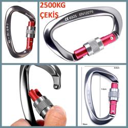 OMENİV'DEN 2500 KG GÜMÜŞ TON METAL KARABİNA KARABİNER AV ANAHTARLIK KAMP OUTDOOR SIRT ÇANTASI ÇANTA