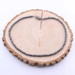 Hematit Doğal Taş Düğümsüz Kolye 6 mm - M398 51 cm - Fasetli