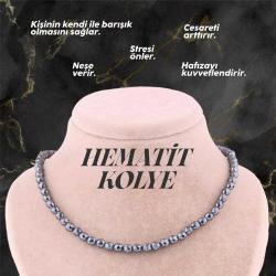 Hematit Doğal Taş Düğümsüz Kolye 6 mm - M398 48 cm - Fasetli