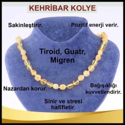 Kehribar (Fosilleşmiş Çam Reçinesi) Kolye 8 mm - M364 42 cm