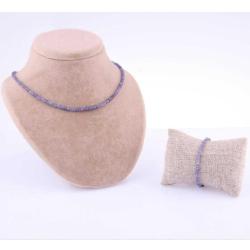 Tanzanit Doğal Taşı Kolye - Bileklik Takı Seti - 3 mm TS022 51 cm 20-21cm
